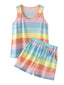 Plus Size Women's Striped Sleeveless Pajama Set - Soft Sleepwear Tank Top
