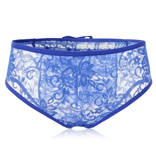 Plus Size Sexy Crotchless Lace Ruffle Back Low Waist Panties for Women