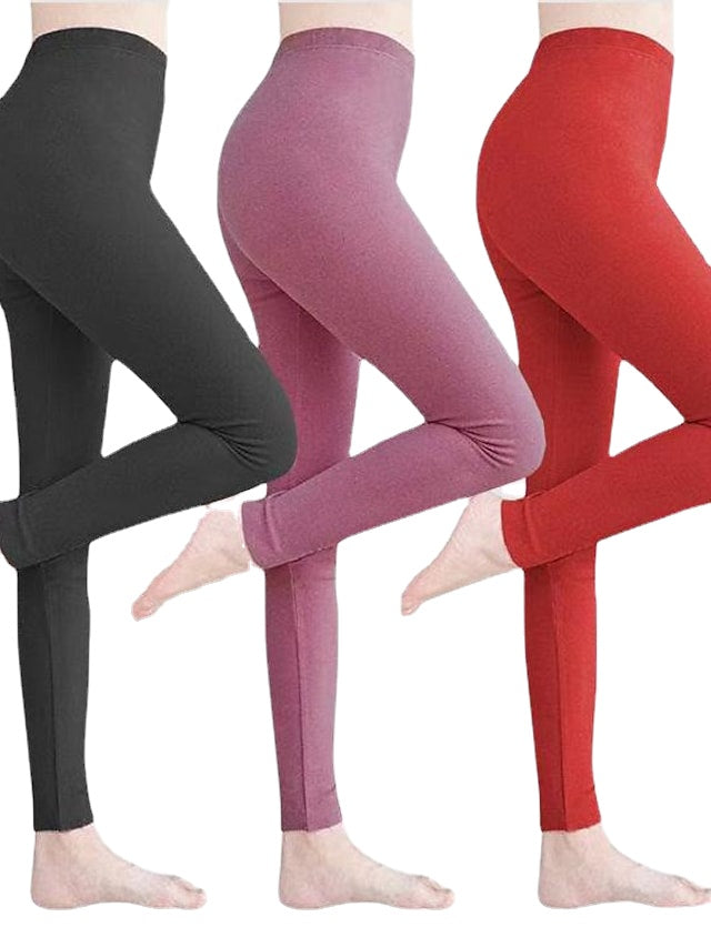 Simple Daily High Elasticity Solid Colored Women's Thermal Pants Main image