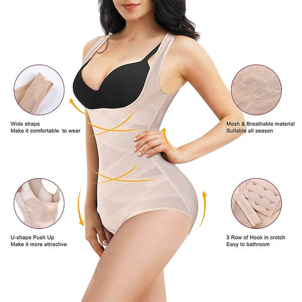Shapewear Bodysuit for Women Tummy Control Butt Lifter Panty Hi-Waist Trainer Stomach Body Shaper Slimming Girdles