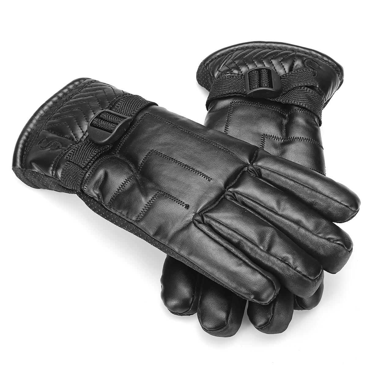 Windproof Leather Mittens: Warm, Fluffy, Cold-Resistant Motorcycle Gloves Main image