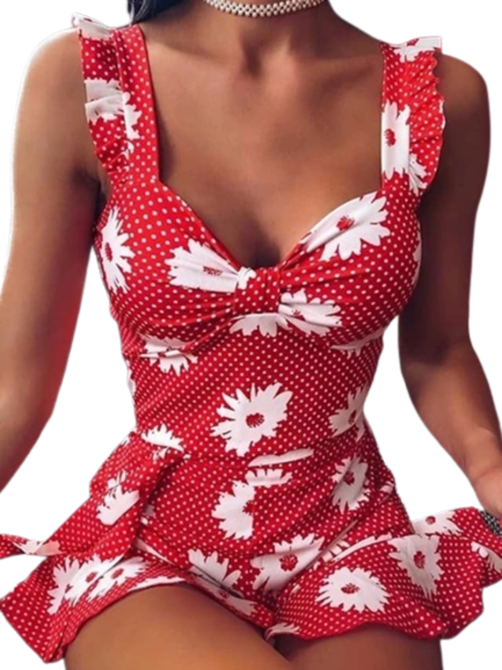 Women's Strap Sleeveless Floral Print Cold Shoulder Dress Main image