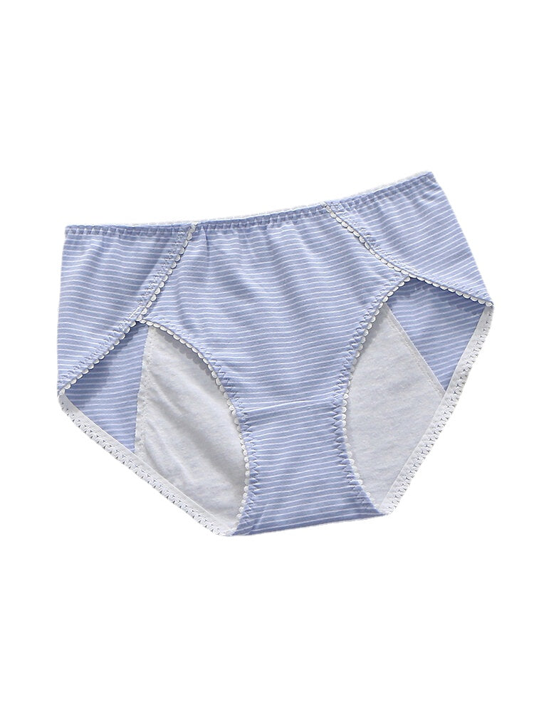 Women's Striped Antibacterial Cotton Mid Waist Panties