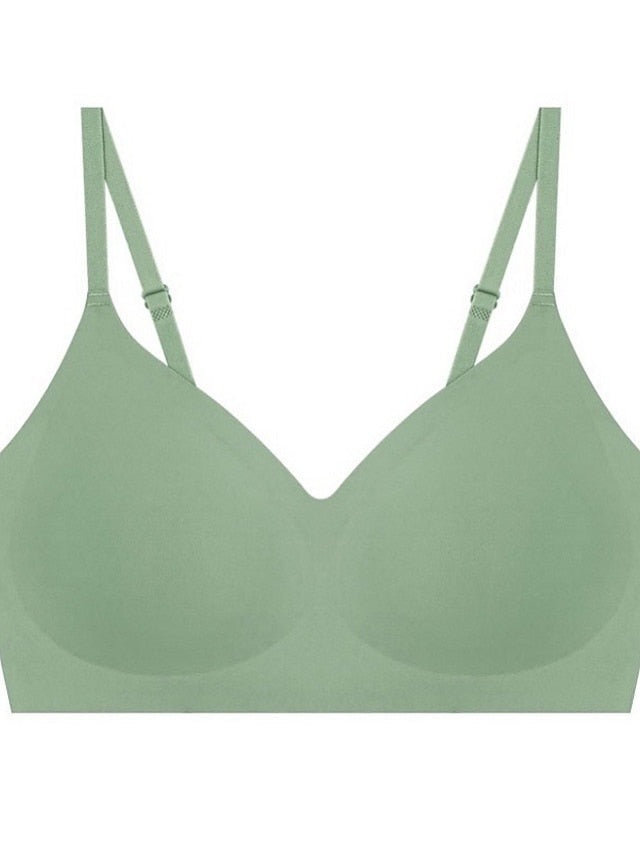 Women's Wireless Bras Padded Bras Sports Bras Fixed Straps 34 Cup V Neck Breathable Running Push Up Pure Color Pull-On Closure