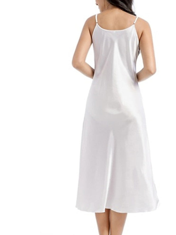 Women's Satin Sleeveless Nightgown - Retro Comfort, Breathable, Adjustable Straps, Perfect Gift