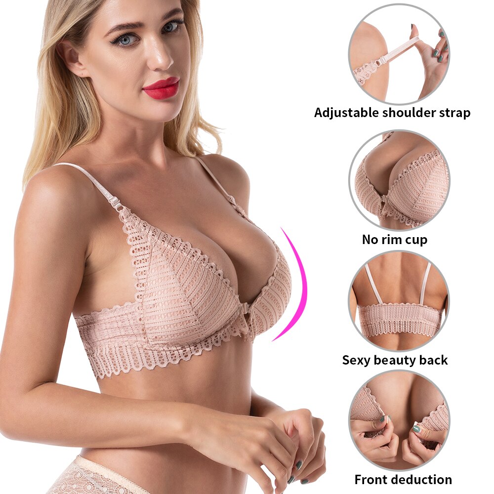 Comfortable Sexy Ladies' Backless Push Up Lace Bralette Secondary image