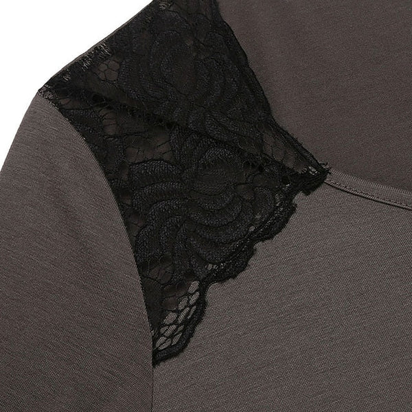 Women's Pajamas Nightgown Nighty Pjs Pure Color Simple Comfort Home Daily Bed Polyester Breathable Gift V Wire Long Sleeve Fall Spring Navy Blue Gray