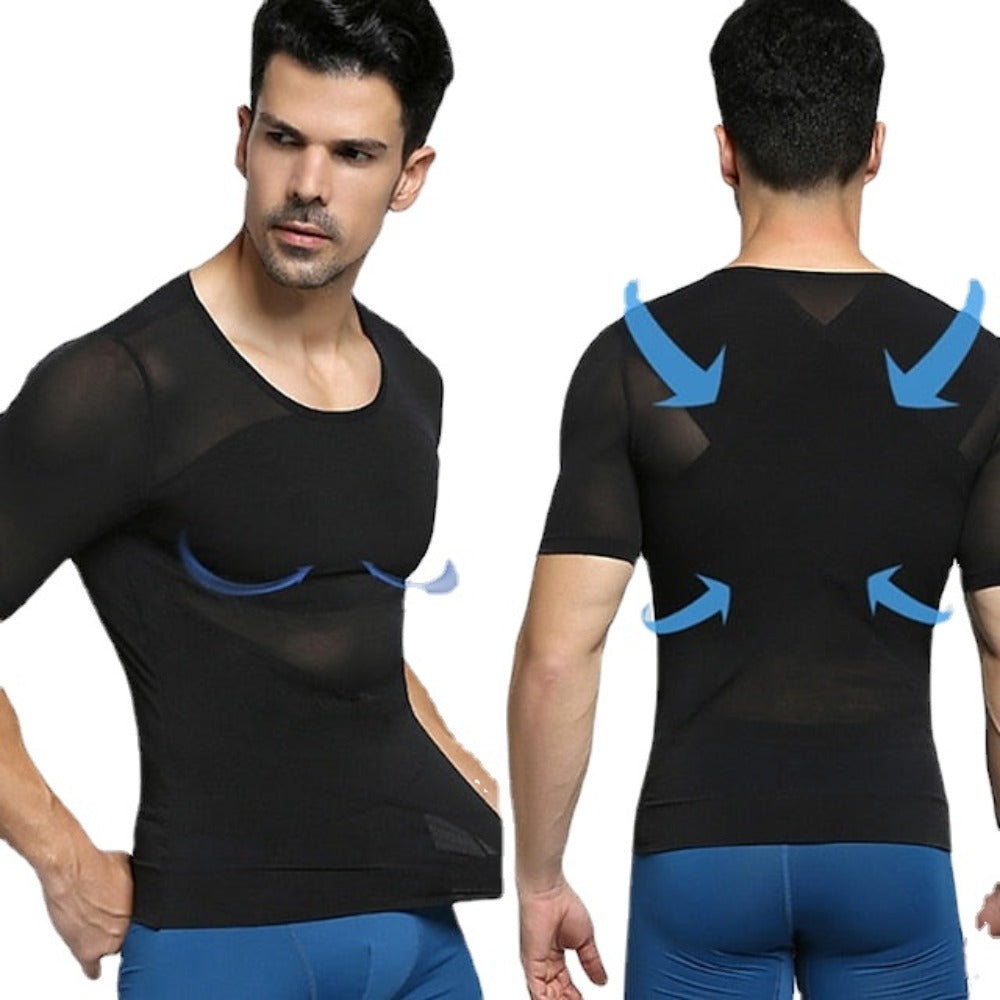 Men's Corset Shapewear Short-sleeved Strong Pressure Abdomen Cross Corset to Reduce Belly Tight-fitting Body Vest Muscular Male Corset Secondary image