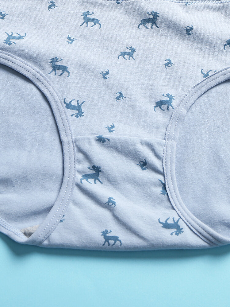 Women's Deer Print Cotton High Waist Stretch Panties