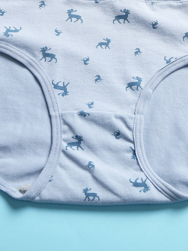 Women's Deer Print Cotton High Waist Stretch Panties