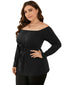 Plus Size Off The Shoulder Lace-Up Design Tee
