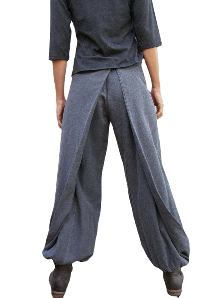Women Pasteable Loose Pants Irregular Casual Gong Fu Trousers