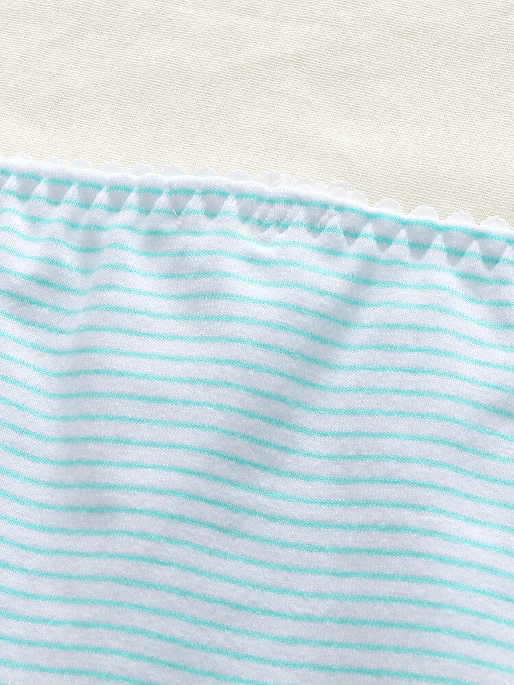 Women's Striped Antibacterial Cotton Mid Waist Panties