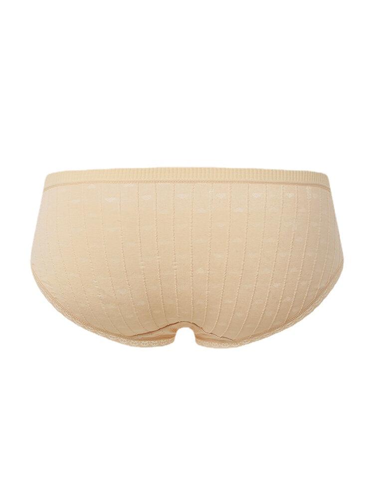 Women's Cotton Lace Trim Antibacterial Mid-Waist Panties