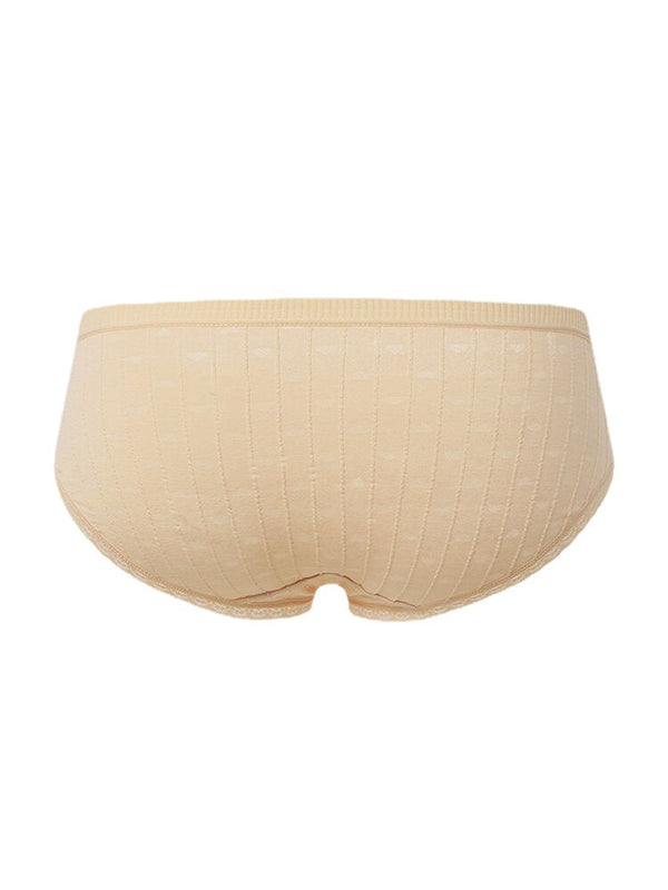 Women's Cotton Lace Trim Antibacterial Mid-Waist Panties