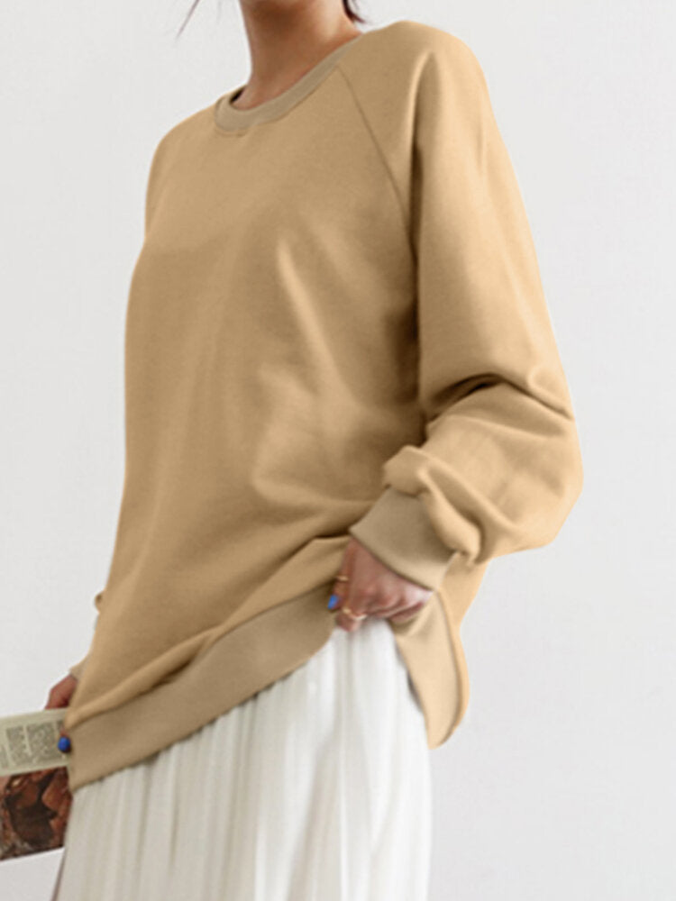 Women Solid Classic Loose Fit Puff Sleeve Dropped Shoulder Sweatshirt Secondary image