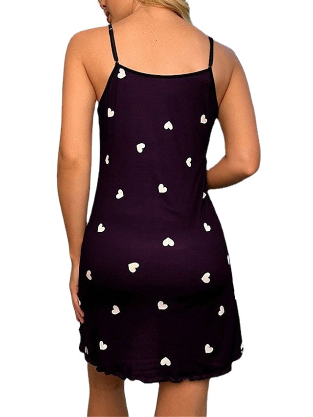 Women's Sheath Dress Slip Dress Mini Dress Sexy Dressy Print Heart Strap Party Home