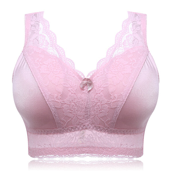 Large Size Cup Full Coverage Wireless Floral Lace Sleeping Leisure Vest Bra