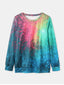 Women Colorful Tie-Dye Print O-Neck Casual Long Sleeve Pullover Sweatshirt
