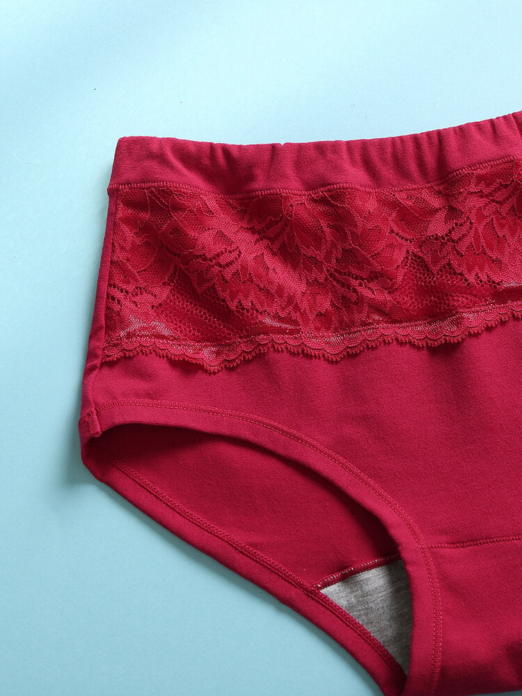 Women's Multi-Color Lace Cotton Mid Waist Breathable Antibacterial Panties