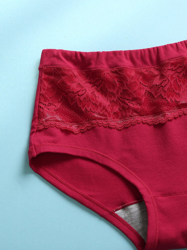 Women's Multi-Color Lace Cotton Mid Waist Breathable Antibacterial Panties