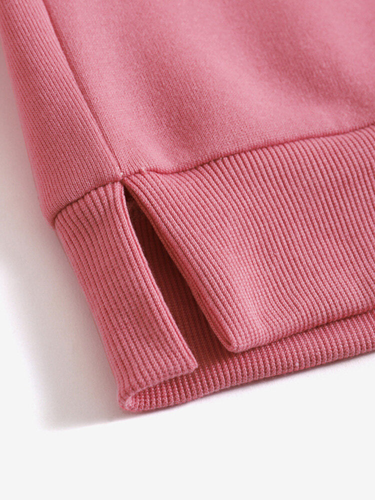 Women Solid Color Thick Round Neck Puff Sleeve Narrow Cuff Long Sleeve Pullover Sweatshirt