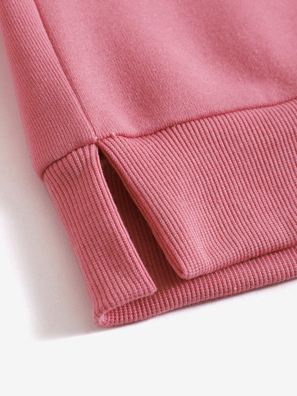 Women Solid Color Thick Round Neck Puff Sleeve Narrow Cuff Long Sleeve Pullover Sweatshirt