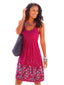 Women's Sleeveless Floral Print Crew Neck Holiday Dress