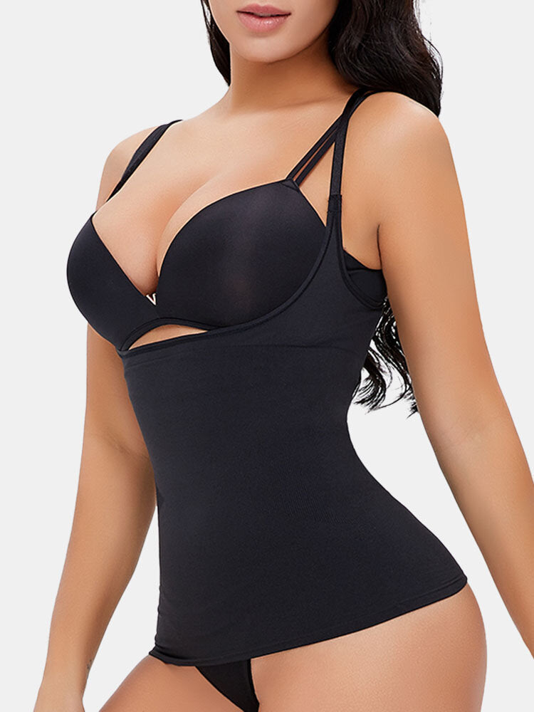 Women Slim Abdomen Control Body Shaping Stretch Adjustable Straps Bodysuit Vest Secondary image