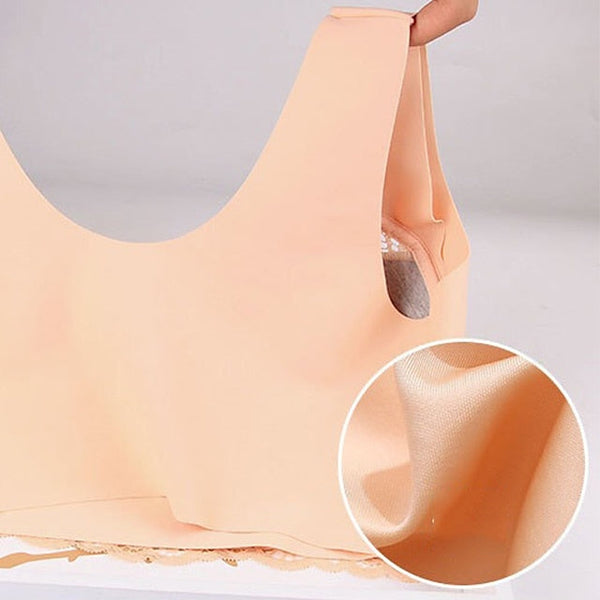 Women's Plus Size Bras & Bralettes Seamless Full Coverage Solid Color Micro-elastic Push Up Casual Daily Nylon V Neck