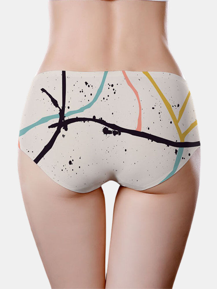 Women's Seamless Mid Waist Breathable Print Panty