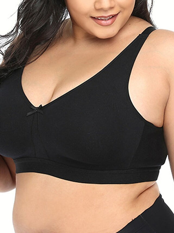 Women's Wireless Bras Padded Bras Fixed Straps Full Coverage Deep U Breathable Pure Color Hook & Eye Date