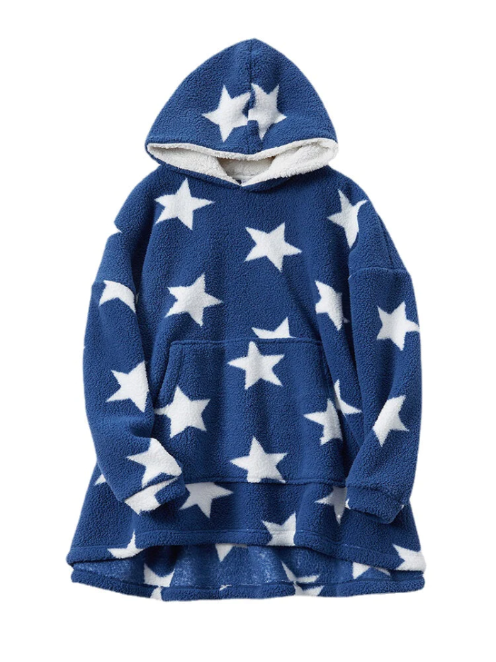 Women's Star Fleece Blanket Hoodie with Kangaroo Pocket - Warm & Cozy Main image