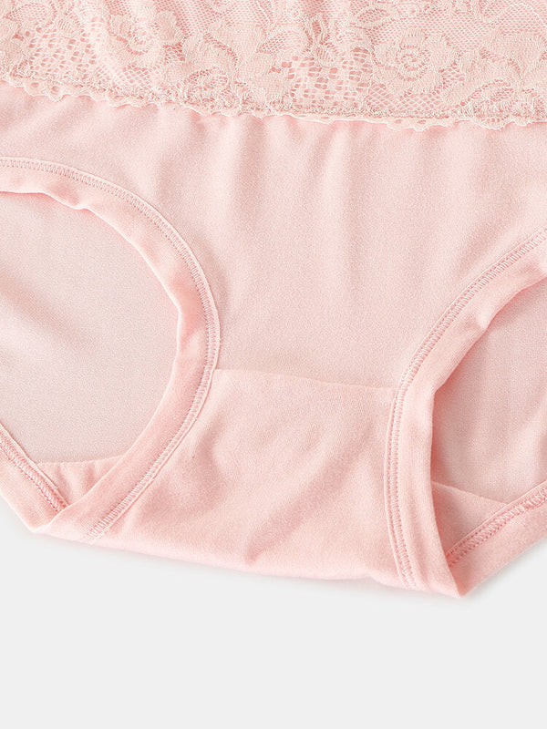 Plus Size Women's Floral Lace High Waist Cozy Panties