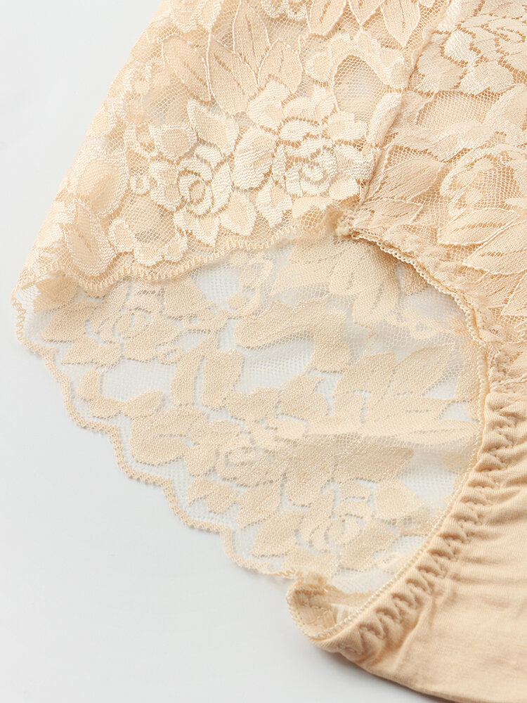 Women's Lace Trim Modal Silk Seamless Antibacterial Panties