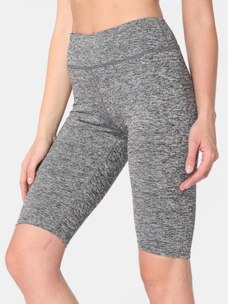 Solid Color Women Dry Quickly High Waist Biker Shorts For Running Yoga