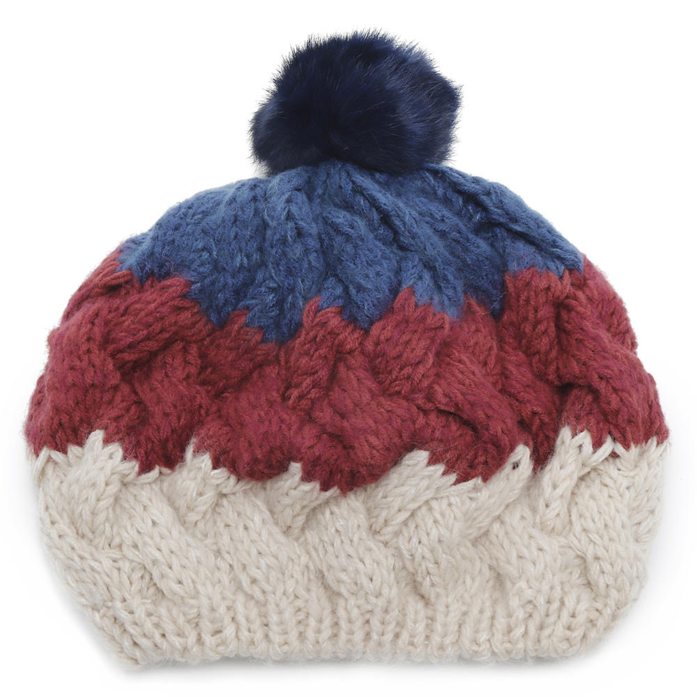 Women Vintage Patchwork Knit Hat Outdoor Winter Earmuffs Ski Skull Cap Beanie Secondary image