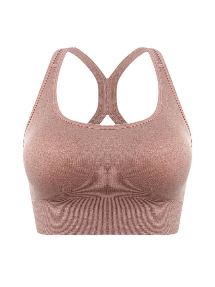 Women Solid Color Seamless Wireless Back Closure Yoga Sport Bra Main image