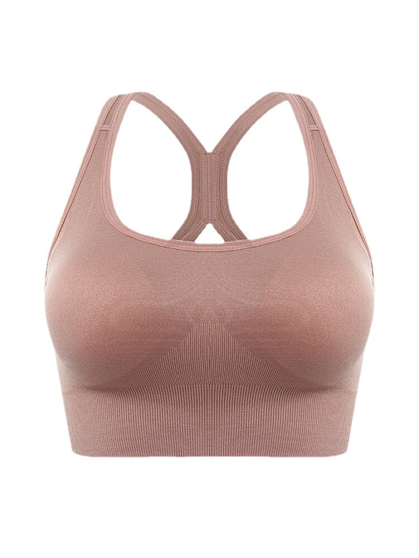 Women Solid Color Seamless Wireless Back Closure Yoga Sport Bra