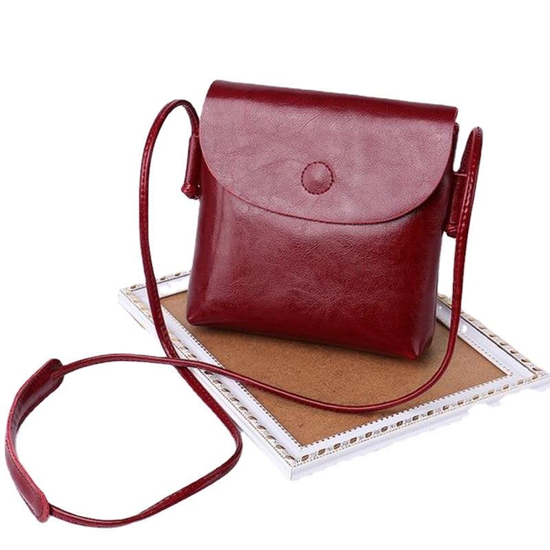 Vintage Oil Genuine Leather Bags for Women High Quality Single Shoulder Crossbody Mini Bag Simple Ladies Designer Purse