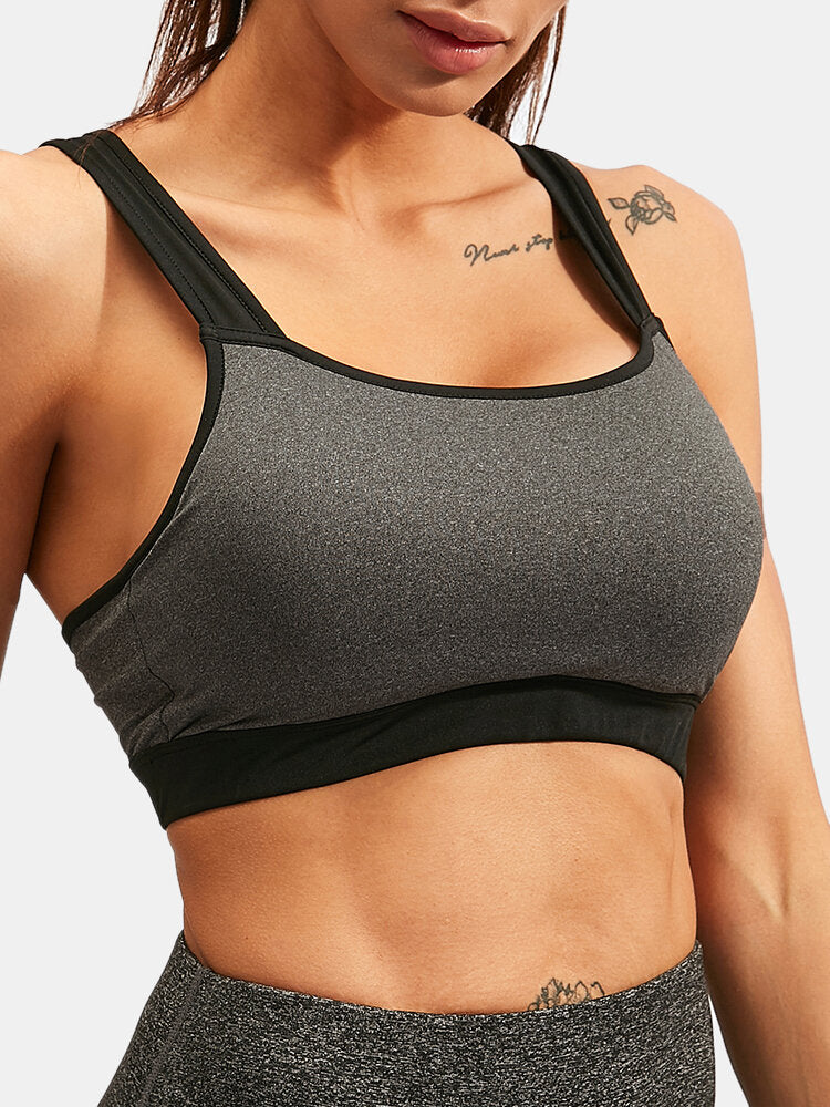 Plus Size Women Sport Contrast Color Quick Dry Workout Fitness Bra Secondary image