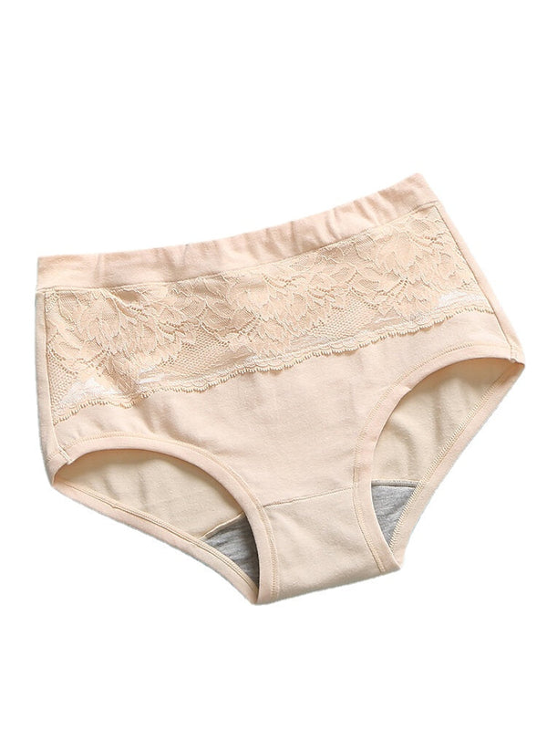 Women's Multi-Color Lace Cotton Mid Waist Breathable Antibacterial Panties