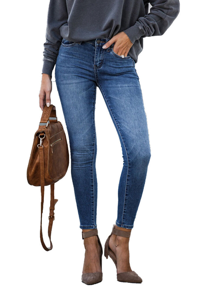 Casual Women Zipper Slim Long Denim Jeans Secondary image