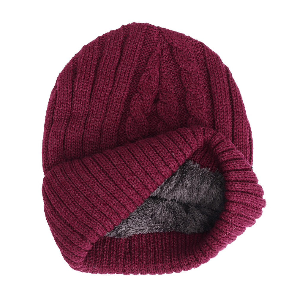 Men Unisex Vintage Cycling Earmuffs Knit Plush Brimless Hat Outdoor Ski Beanie Cap Secondary image