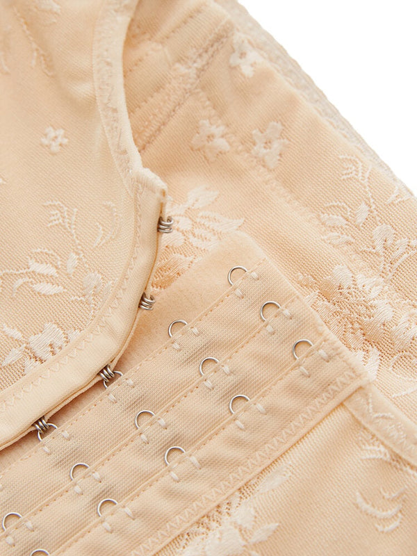 Women Embroidered Solid Color Lace Tummy Control Shapewear Panties