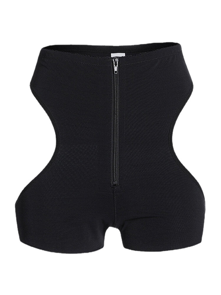 Women Zip Front Cut Out Breathable Hip Lift High Waist Panty Body Shaper Shapewear