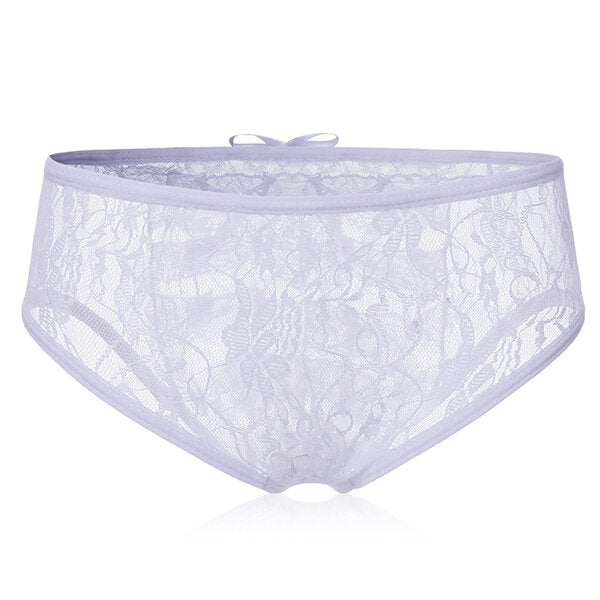 Plus Size Sexy Crotchless Lace Ruffle Back Low Waist Panties for Women