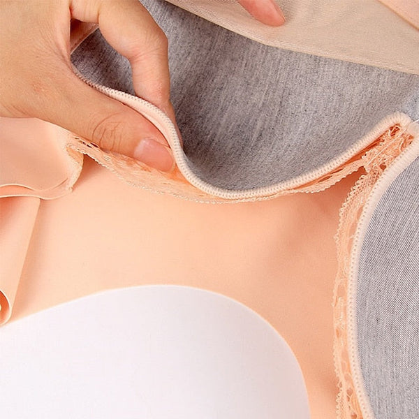 Women's Plus Size Bras & Bralettes Seamless Full Coverage Solid Color Micro-elastic Push Up Casual Daily Nylon V Neck