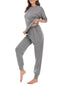 Women's Comfy 3/4 Sleeve Pajama Set - Solid Color Top & Long Pants