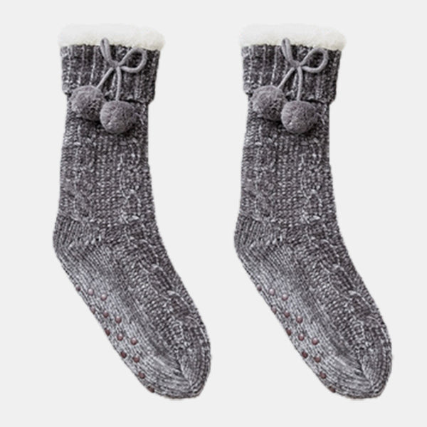 Women Warm Winter Outdoor Solid Color Plus Velvet Thicken Home Sleep Socks Tube Socks With Fluff